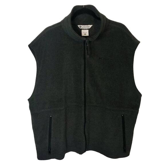 Columbia Men's Charcoal Gray Fleece Vest Full Zip Pockets Activewear Size XXL - Picture 1 of 8